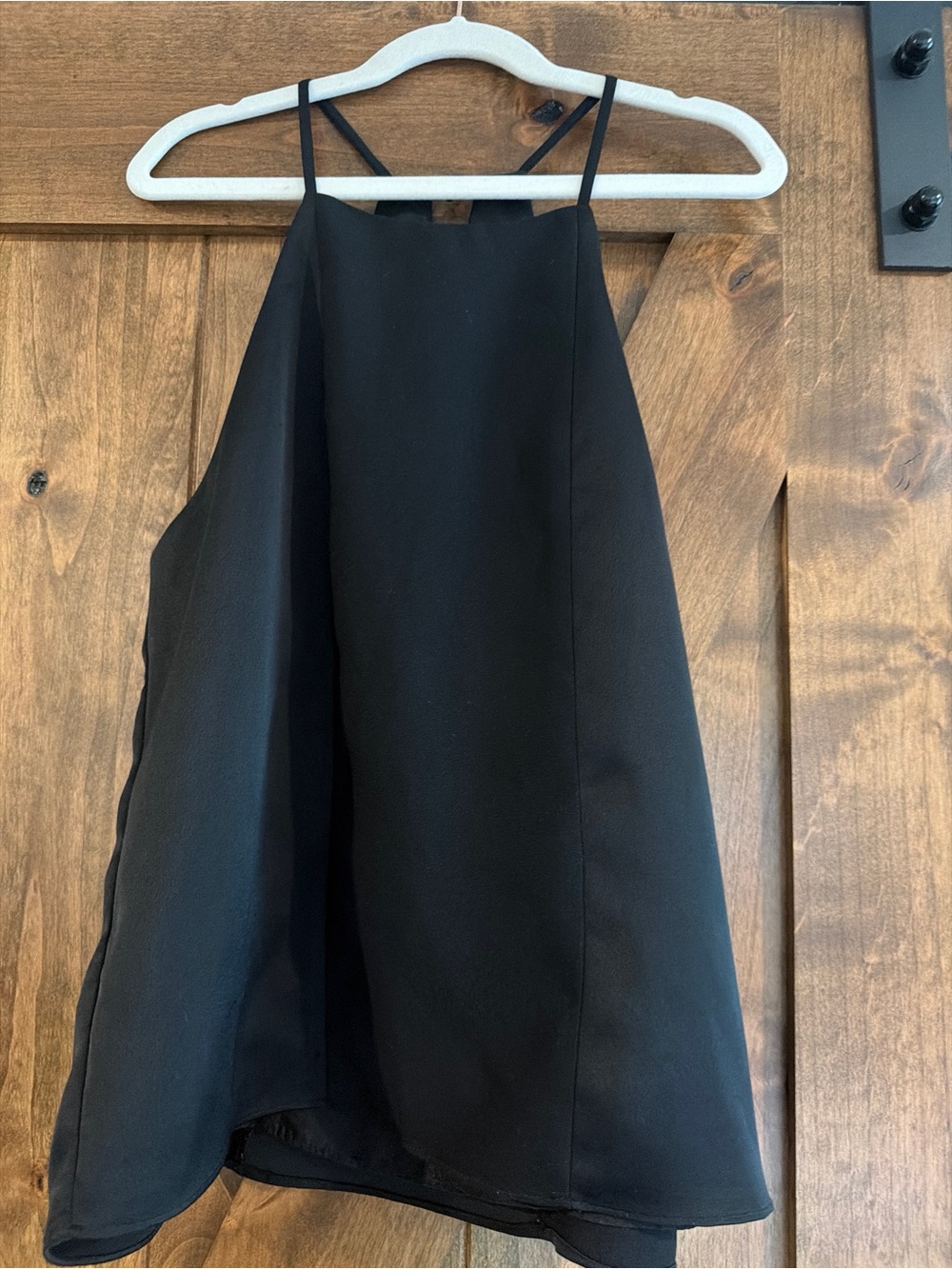 Parker NY Black Silk High Neck Halter Cami Tank Top Spaghetti Strap Flowy